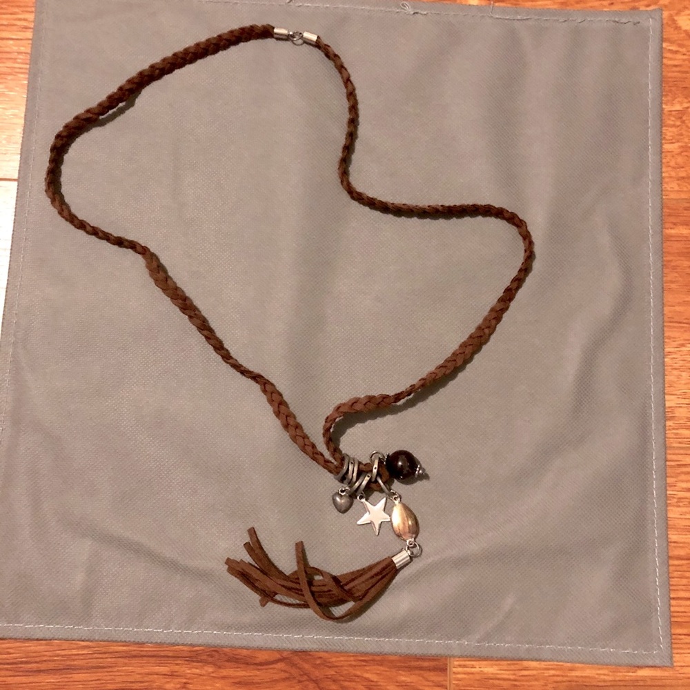 Leather charm necklace